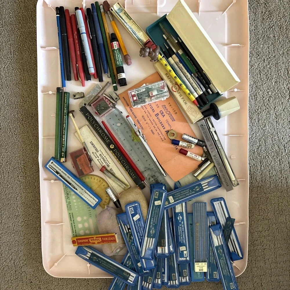 Vintage Drafting Tools ~ Supplies LOT Wrico, Staedtler, Eagle, Vemco, Keuffel 😊